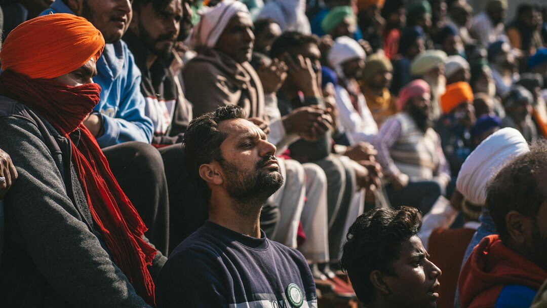 Group of diverse people at a cultural event or public gathering