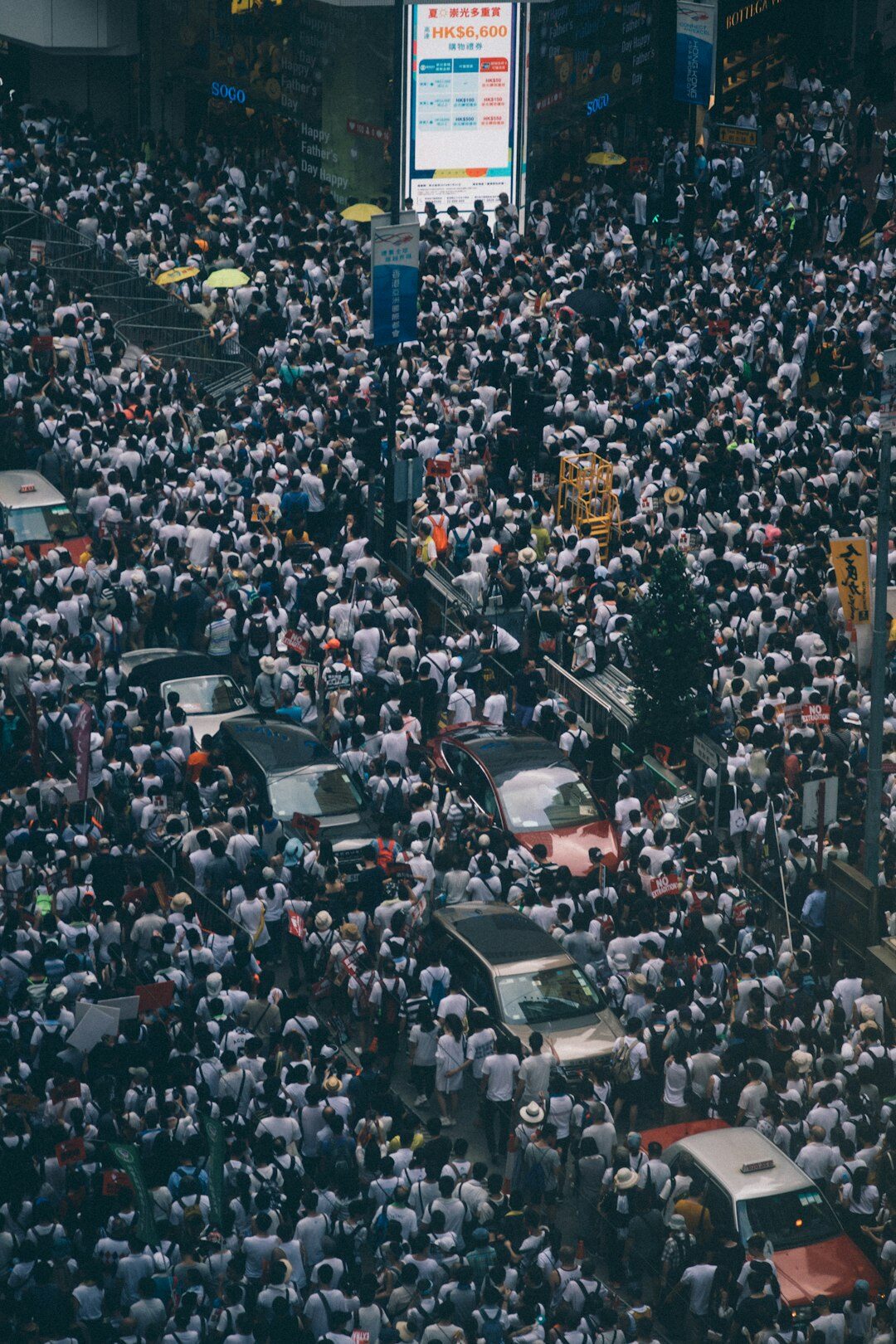 protest crowd in city
